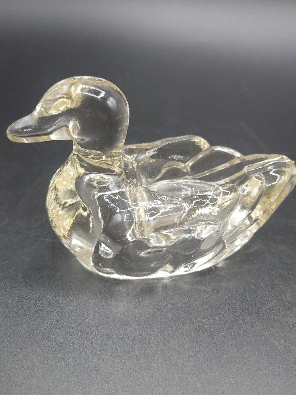 Vintage Glass Duck Figurine Ash Tray for One